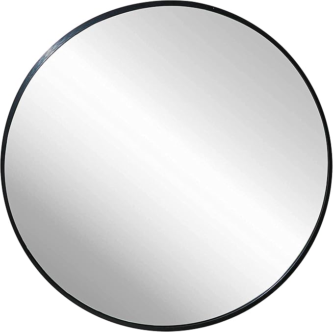FrameWorks 24" Deluxe Contemporary Black Circular Aluminum Mirror by FrameWorks