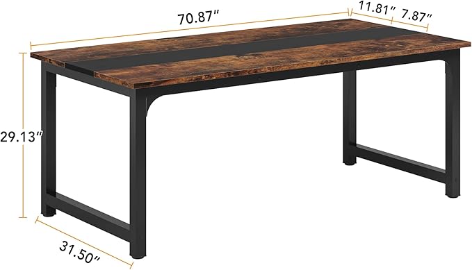 LITTLE TREE 70.9 Inch Large Dining Table Rectangular Kitchen Furniture - Image 3