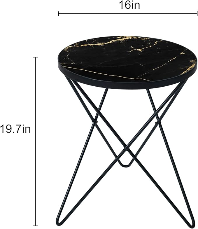 HLR Modern Round Side Table Set of 2, End Table - Image 3