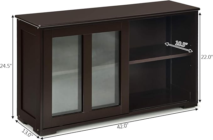 Costzon Sideboard Buffet Cabinet, Wooden Kitchen Storage Cabinet - Image 2