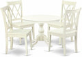 East West Furniture HBCL5-LWH-W 5 Piece Dining Set Includes a Round Dining Room by EastWestFurniture