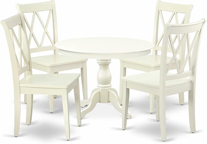 East West Furniture HBCL5-LWH-W 5 Piece Dining Set Includes a Round Dining Room by EastWestFurniture