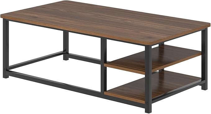 EXCEFUR Modern Coffee Table, Rustic Wood and Metal Center Table - Image 9