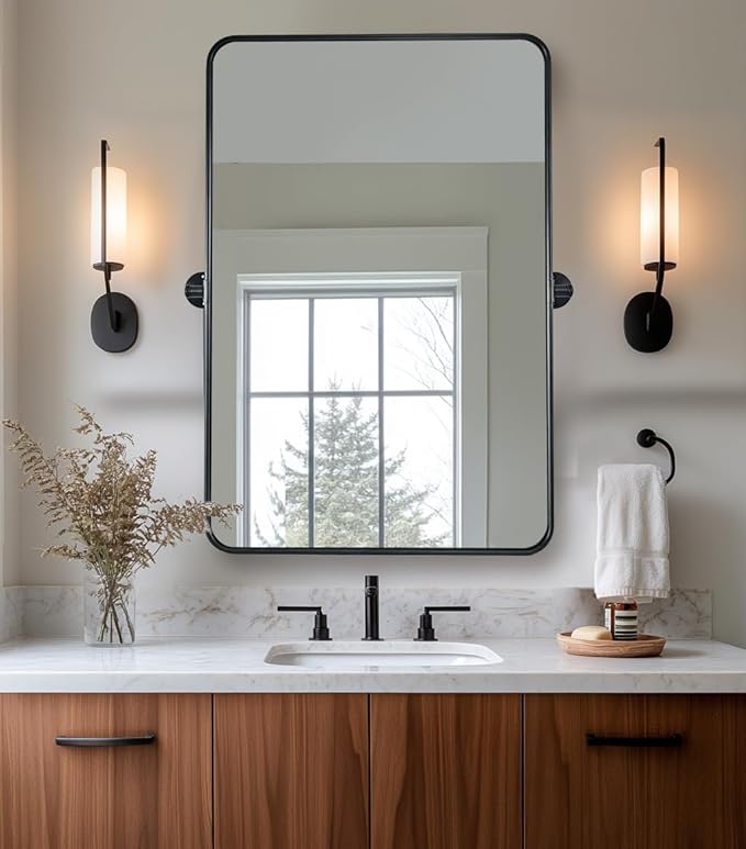 ANDY STAR Pivot Bathroom Mirror, 24 x 36 Inch Black Tilting Mirror by ANDYSTAR
