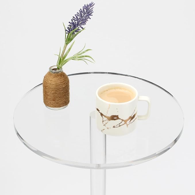 Acrylic Drink End Table, 9.8" Round Modern Side Coffee Table - Image 4