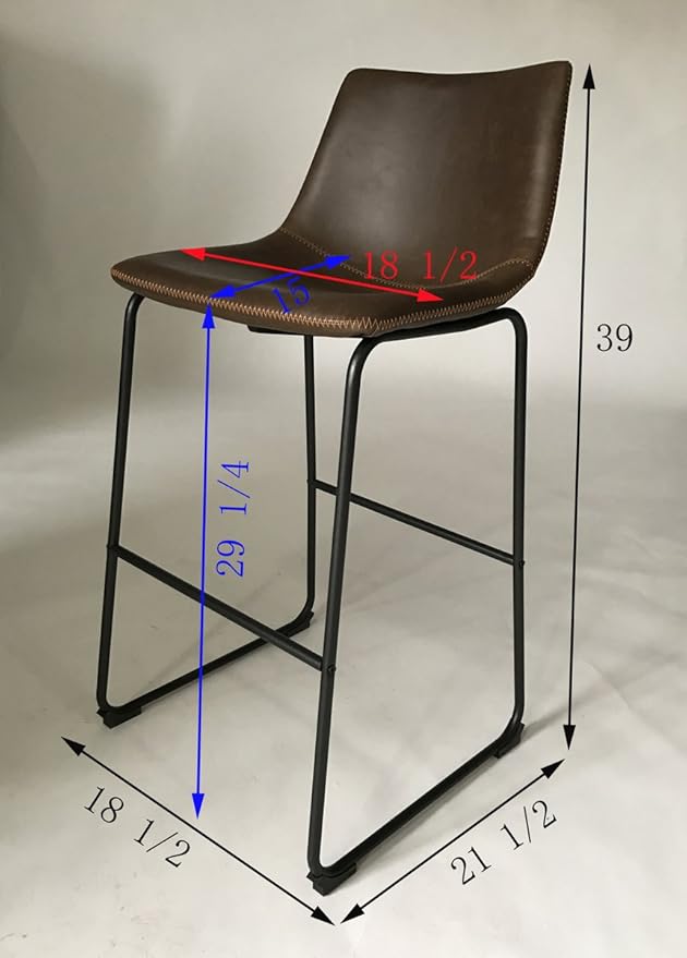 Roundhill Furniture Lotusville Vintage PU Leather Barstools, Antique Brown - Image 2