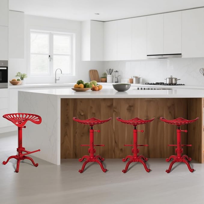 Industrial Tractor Seat Bar Stools Rustic Swivel Metal Saddle Seat Kitchen - Image 2