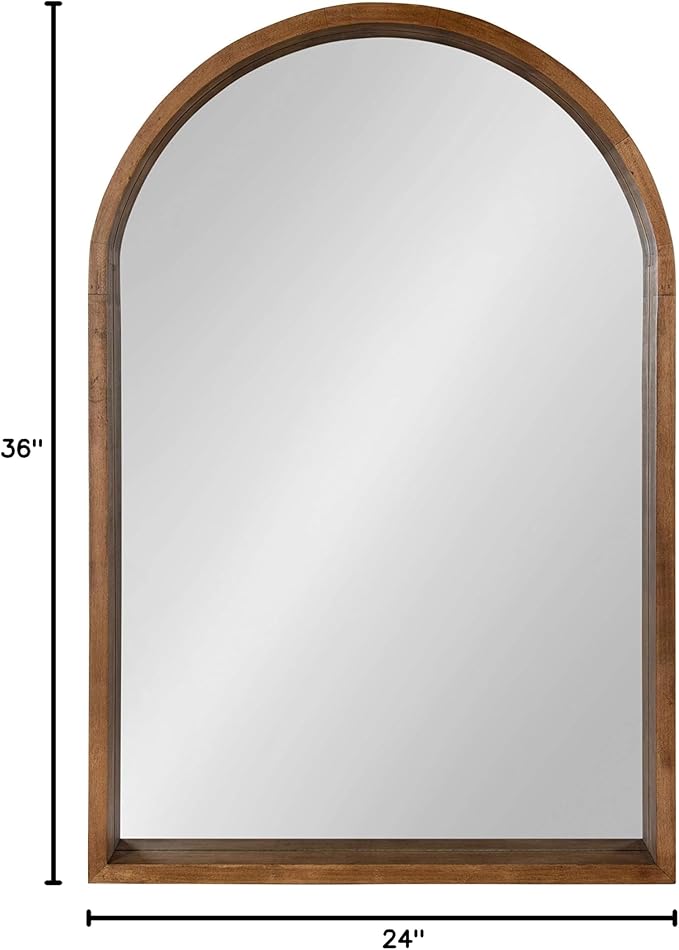 Kate and Laurel Hutton Rustic Modern Farmhouse Arch Mirror, Natural Wood Finish - Image 8