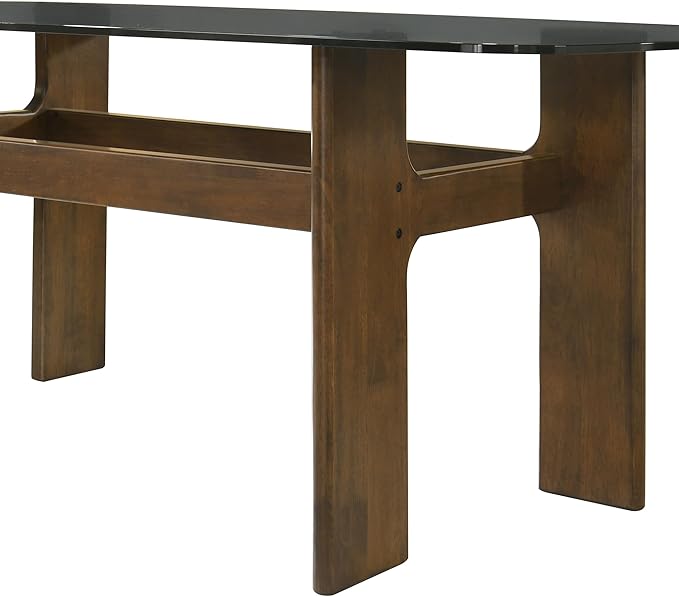 Armen living Ileena Mid-Century Modern 7-Piece Wood Dining Set in Walnut - Image 8