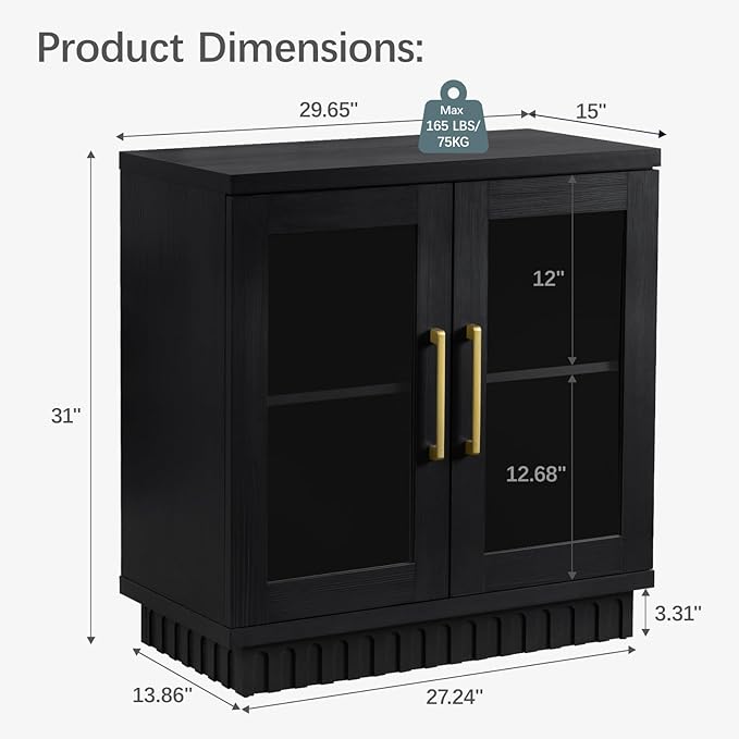Buffet Cabinet with Storage, Sideboard Cabinet with Glass Doors, Accent Storage - Image 2