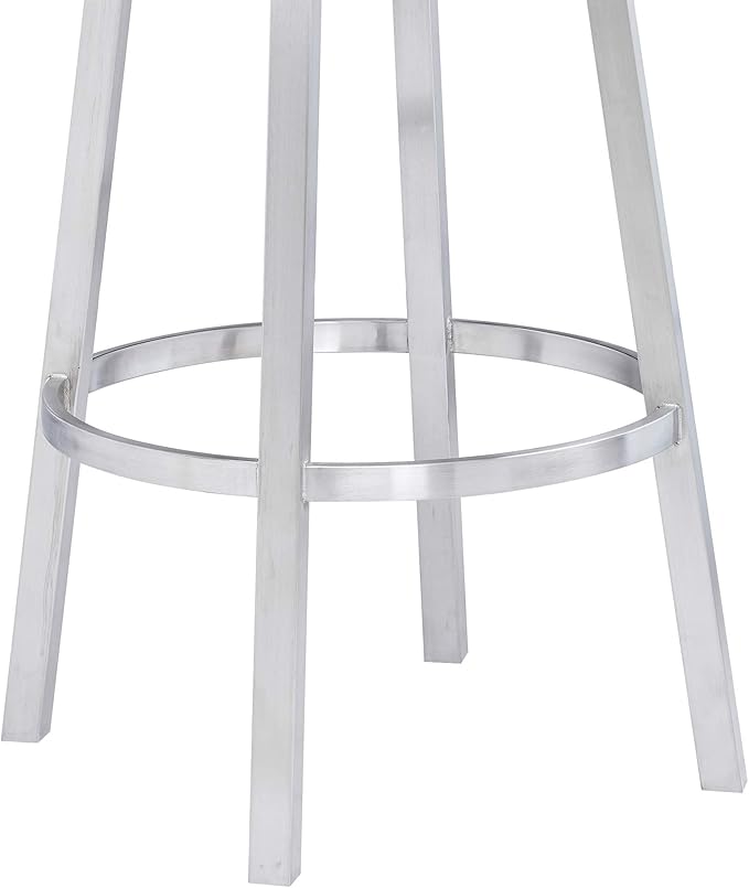 Armen Living Madrid 30" Seat Height Swivel White Faux Leather and Brushed - Image 9