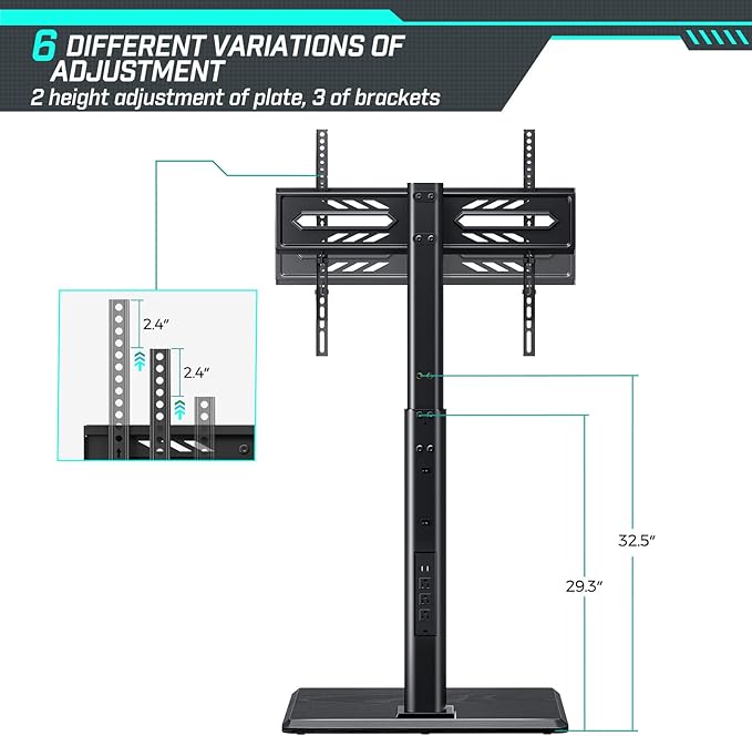 Greenstell TV Stand with Power Outlet, Universal Floor TV Stand - Image 6