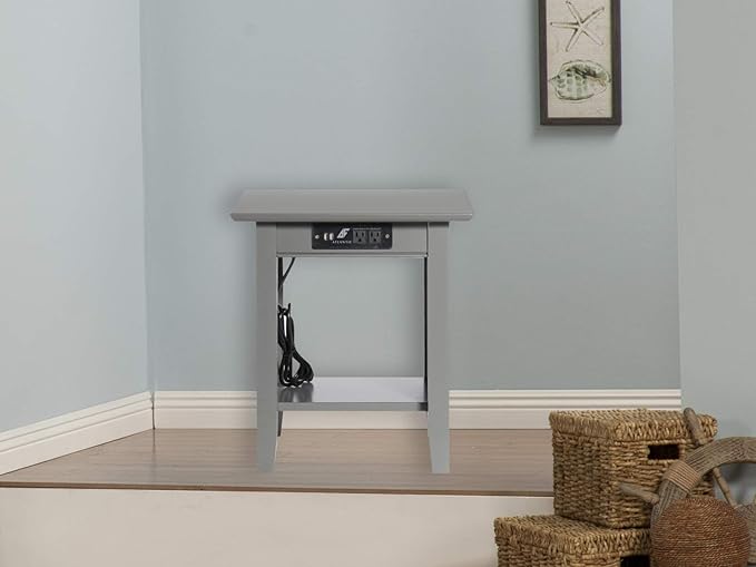 AFI Nantucket End Table with Built-in Charger in Grey - Image 7