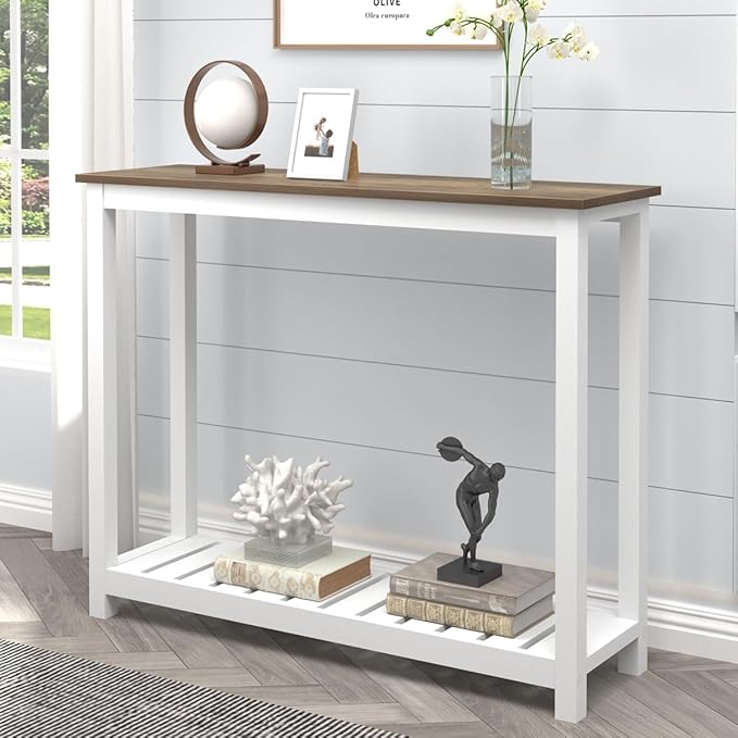 FOLUBAN Farmhouse Sofa Table, Rustic Vintage Console Table - Image 7