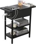 Modern End Table with Charging Station, Narrow Side Table with USB Ports & by SURMIO