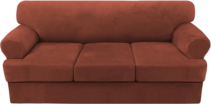 H.VERSAILTEX Sofa Cover 4 Piece T Cushion Sofa Slipcovers Thick Velvet Couch by HVERSAILTEX