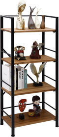 Crofy Rustic Bookshelf, 4 Tier Real Wood Bookshelf, Metal Book Shelf by Crofy