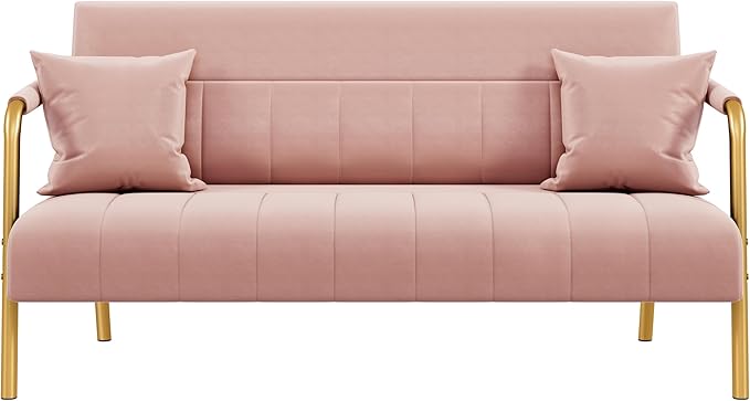 Yaheetech 56.5" W Modern Sofa Small Sofa Luxurious Velvet Fabric Couch by Yaheetech