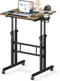 Small Standing Desk with Wheels, Mobile Stand Up Desk, Portable Standing Table by Unknown