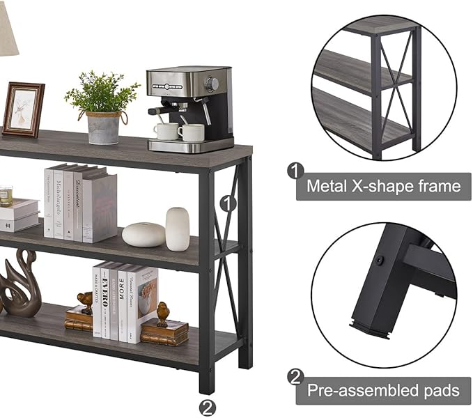 BON AUGURE Rustic Sofa Table Behind Couch, Industrial Console Tables - Image 5