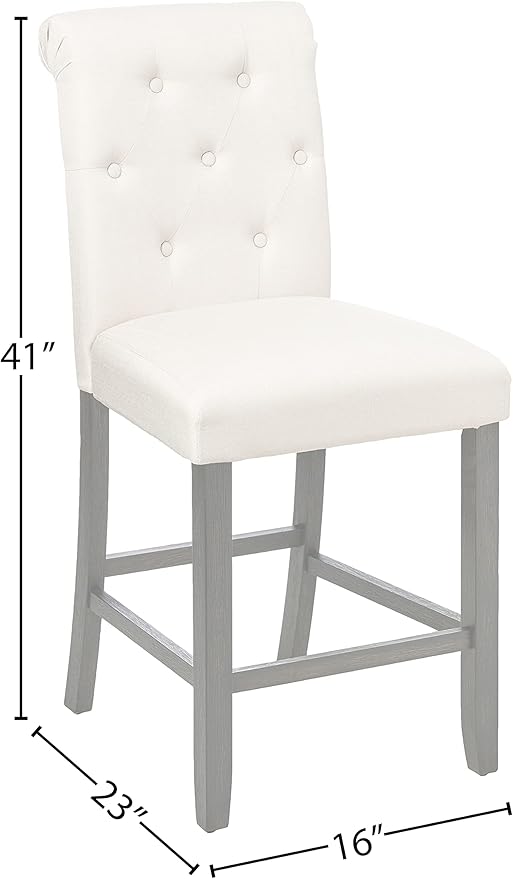 Roundhill Furniture Hendley Solid Wood Tufted Counter Height Stools - Image 2
