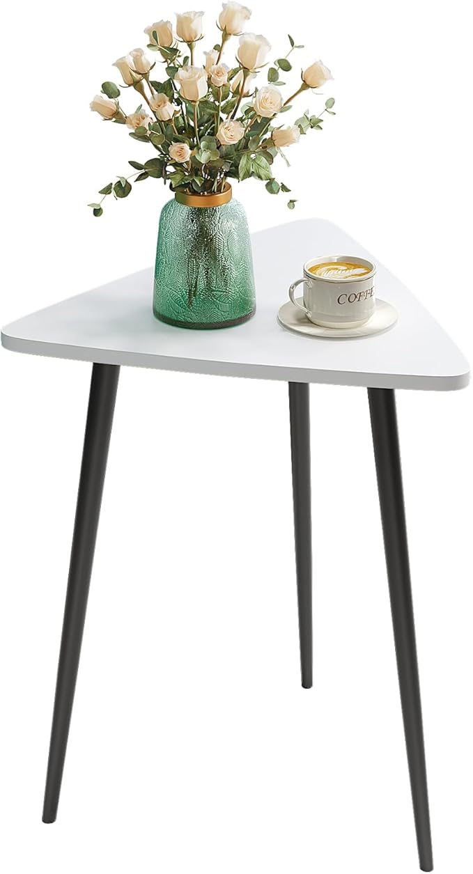 SAYGOER White Side Table Small Triangle End Tables Modern Narrow Sofa Table by Saygoer