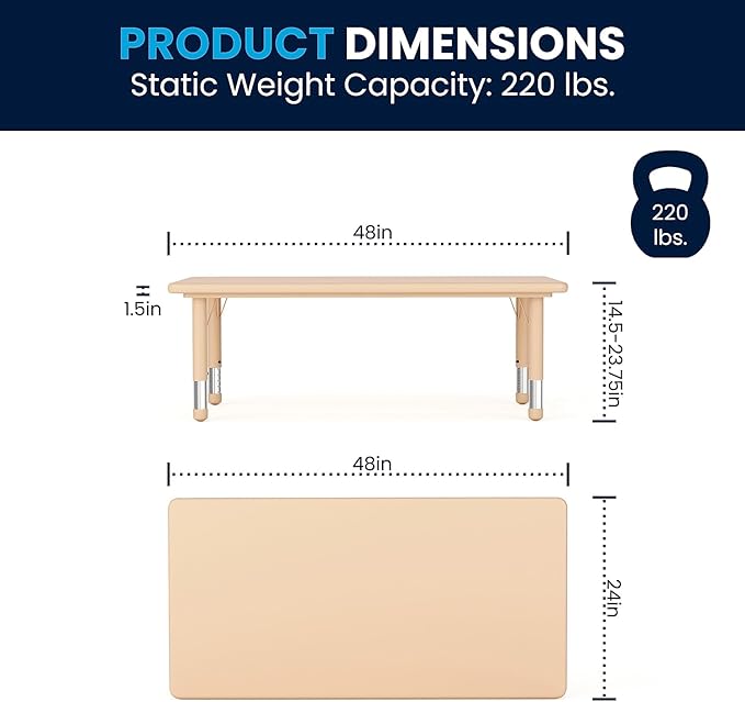 Flash Furniture Adjustable Classroom Activity Table - Image 8