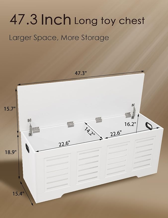 DINZI LVJ Storage Chest, 47.3” Wooden Toy Box - Image 8