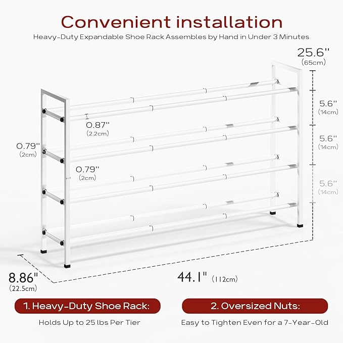 Bumusty 4-Tier Long Expandable Shoe Rack - Image 3