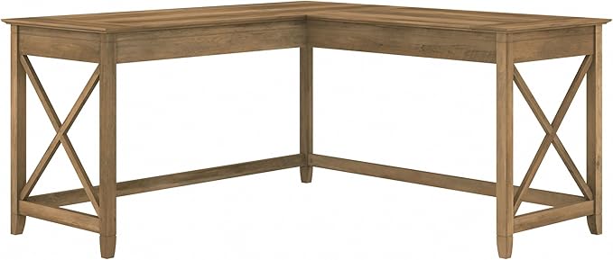 Bush Furniture Key West 60W Modern Farmhouse L Shaped Desk in Reclaimed Pine | by BushHome