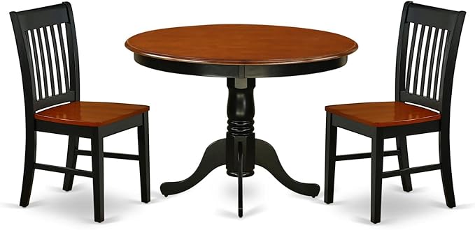 East West Furniture HLNO3-BCH-W 3 Piece Kitchen Table & Chairs Set Contains a by EastWestFurniture