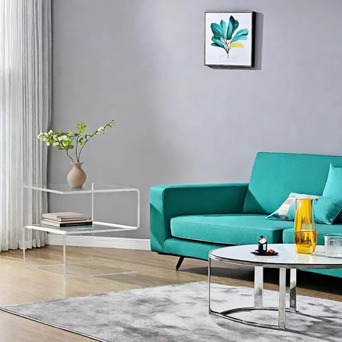 Acrylic Side Table, 17.7" H S-Shaped end Table - Image 9