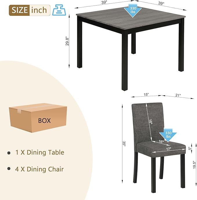 KEIKI 5-Piece Standard Height Dining Table Set - Image 3