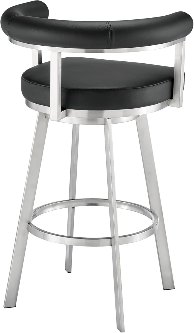 Armen Living Magnolia Swivel Bar Stool in Brushed Stainless Steel - Image 6