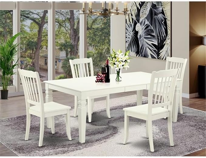 East West Furniture LGDA5-LWH-W 5 Piece Kitchen Table Set - Image 2