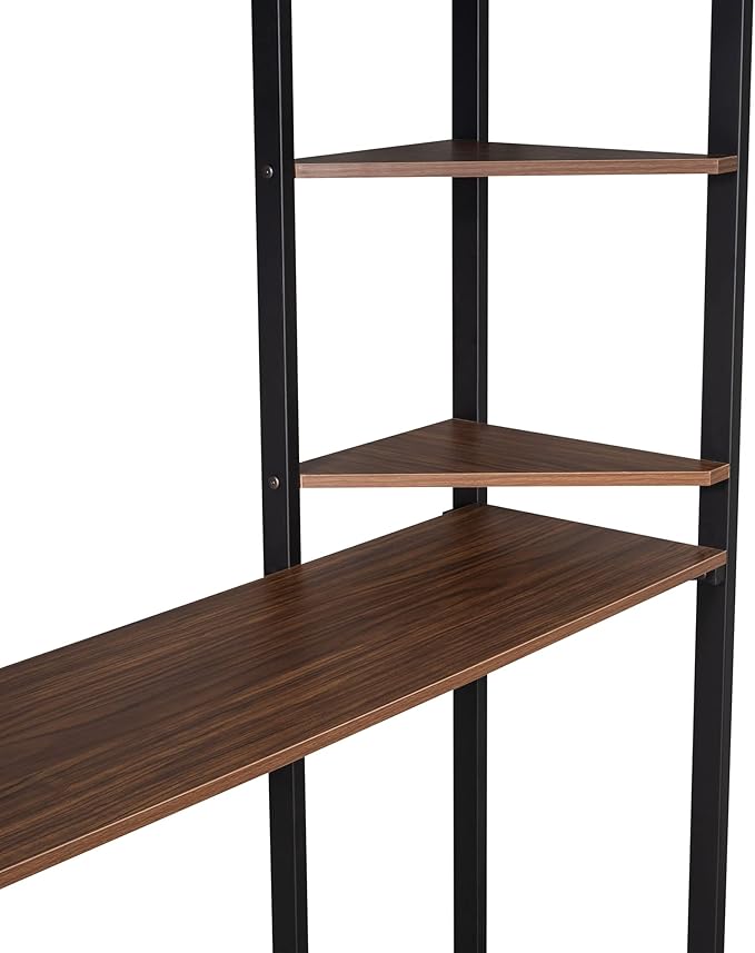 Full Size Metal Loft Bed with 2 Storage Shelves and 1 Desk, Steel Structure Bed - Image 6
