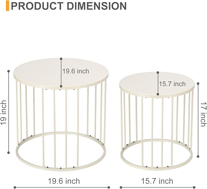 LEWIS&WAYNE Outdoor Side Table Set of 2, Metal Circle Accent End Tables - Image 3