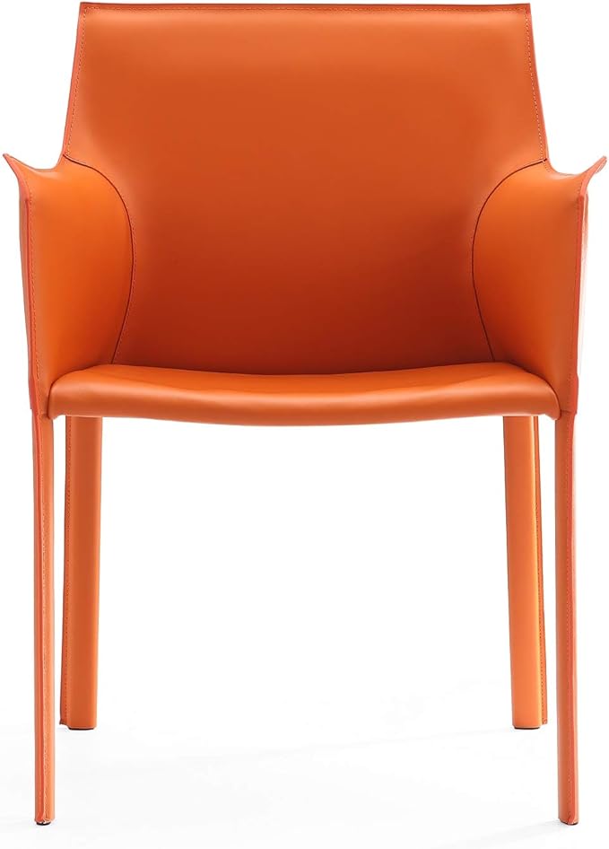 Manhattan Comfort Paris Modern Saddle Leather Dining Chairs, Metal Frame - Image 3