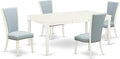 East West Furniture DOVE5-LWH-15 5 Piece Dining Table Set Includes a Rectangle by EastWestFurniture