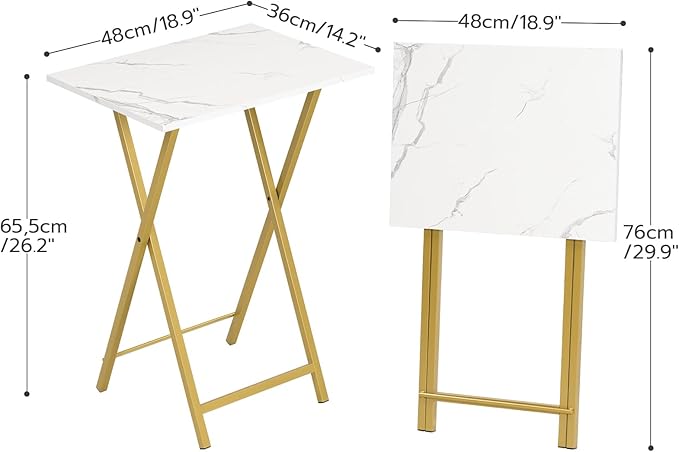 HOOBRO Folding TV Tray Tables, Industrial Side Table - Image 3