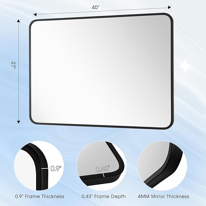 27x40 Inch Rectangle Bathroom Mirror - Image 9