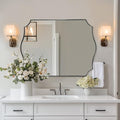 ANDY STAR Large Brushed Nickel Mirror, 30x40 Inch Scalloped Bathroom Mirror by ANDYSTAR