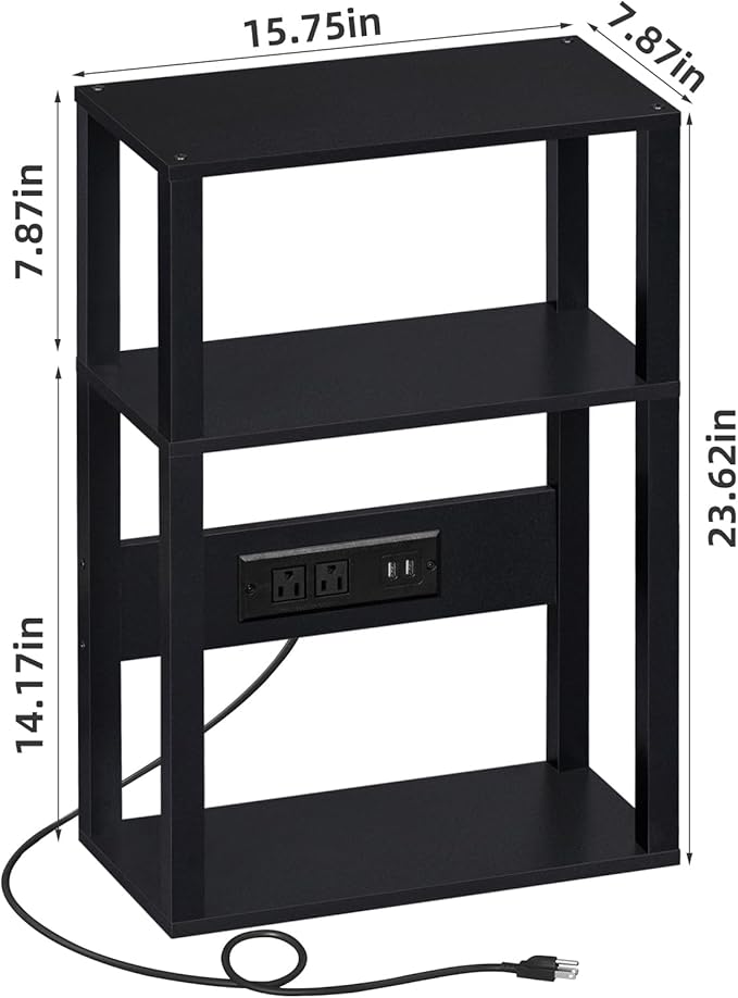 3-Tier Small Narrow Wood Side Table Set of 2 - Image 3