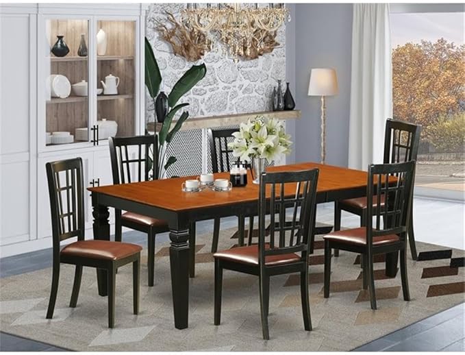 East West Furniture LGNI7-BCH-LC 7 Piece Dining Room Furniture Set Consist of a - Image 2