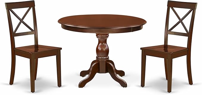 East West Furniture HBBO3-MAH-W 3 Piece Dining Room Table Set Contains a Round by EastWestFurniture