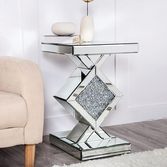 SHYFOY Mirrored End Table, Mirror Accent Side Table - Image 7