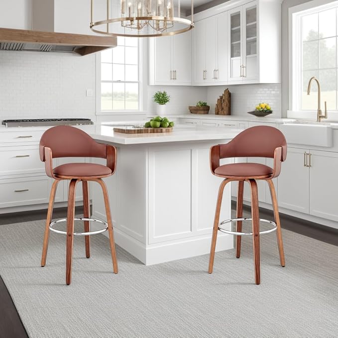 Armen Living Daxton Mid Century Modern Swivel Bar Stool - Image 2