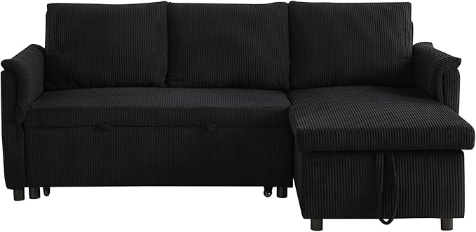 Ball & Cast L-Shape Reversible Sectional Sleeper Sofa Bed 4 in 1 Pull Out Couch - Image 14