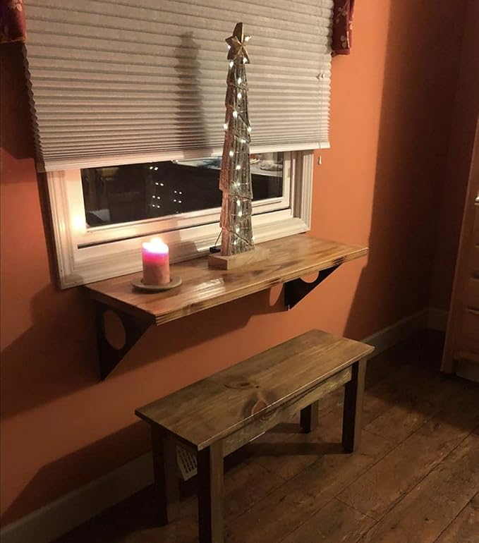 Industrial Rustic Wall-Mounted Table, Dining Table Desk, Pine Wood Wall-Mounted - Image 7