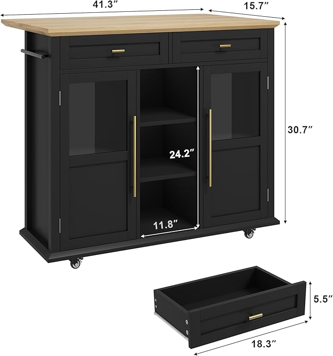 Mobile Modern Storage Island, Rolling Kitchen Island - Image 2